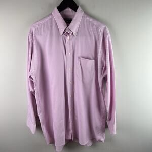 Vintage GITMAN Bros Sz 16 1/2 33 Pink Candy Striped Button Shirt Oxford Collar